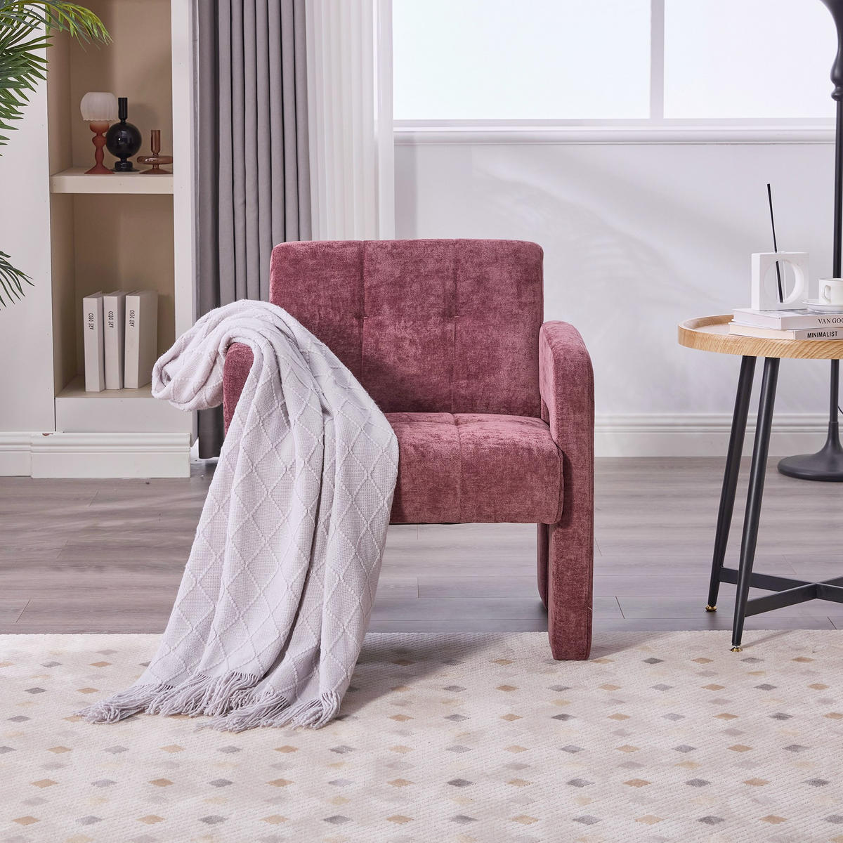 SESSEL Einzelner Sessel,dicke Polsterung,Chenille,Rot - Rot, Textil (67.5/74.5/69cm) - LVHOM