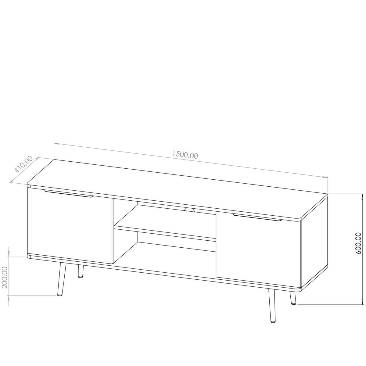 TV-LOWBOARD LANDI,Schwarz/Braun - Schwarz/Braun, Holzwerkstoff (150/60/41cm) - KONSIMO®