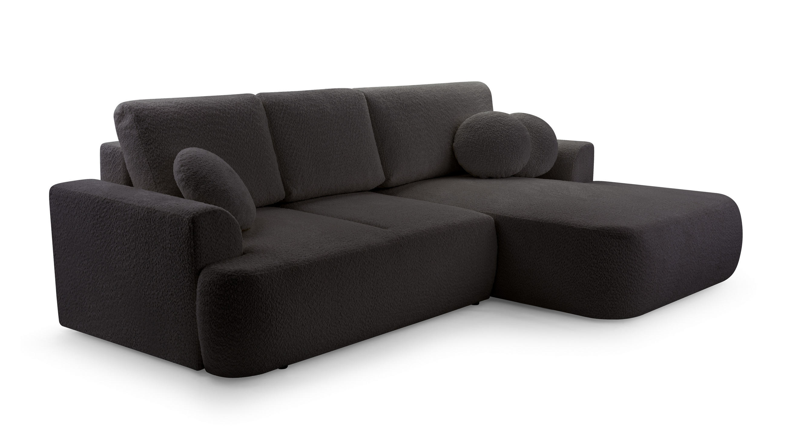 ECKSOFA VELOS Schwarz L - Rechts Bouclé - Schwarz, Kunststoff/Textil (260/168cm) - Luxkor24