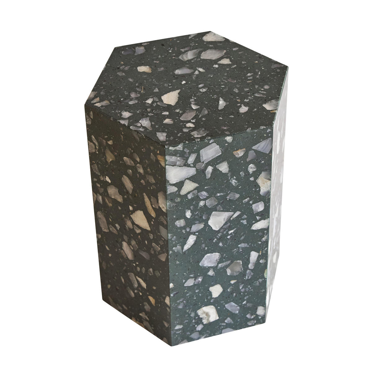 BEISTELLTISCH Zoé Dunkelgrün aus Premium-Terrazzo - Dunkelgrün, Stein (35/40/50cm) - Tikamoon