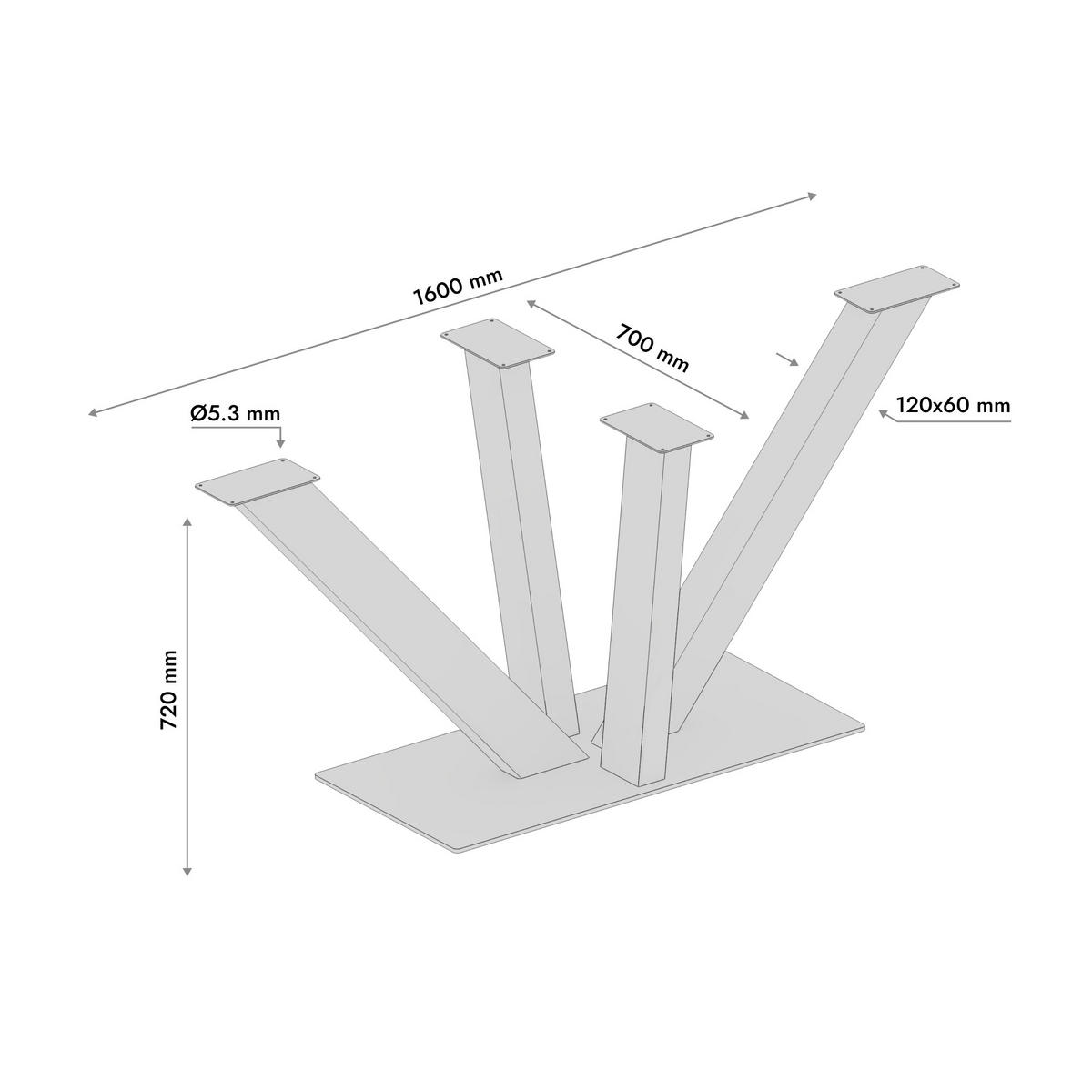 TISCHBEINE Wasat Metall Schwarz 72cm - Schwarz, Metall (70/72/160cm) - Metalo Pro