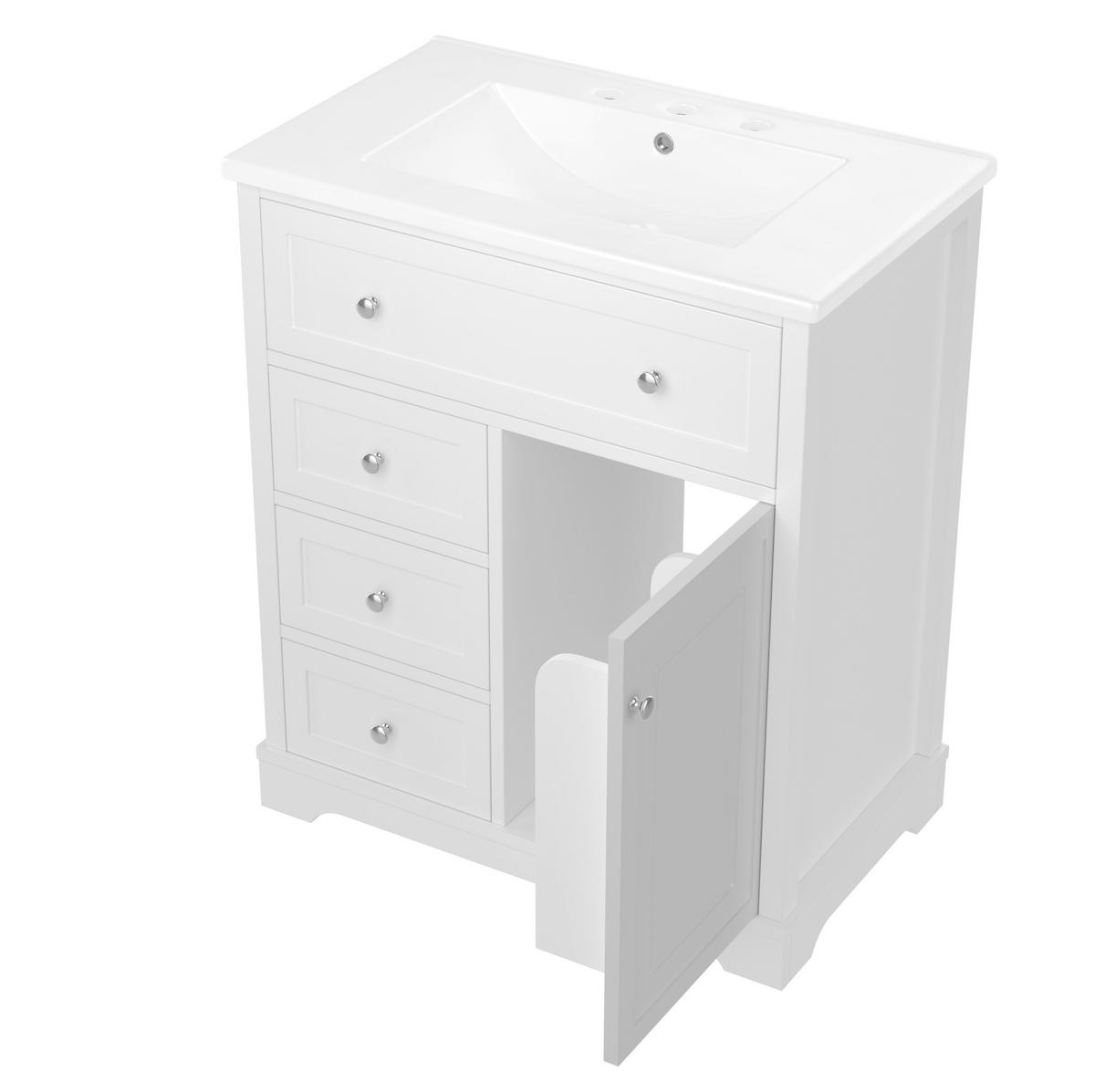 BADEZIMMERSCHRANK mit Waschbecken 76 x 46 x 87 cm Weiß - Weiß, Holzwerkstoff (46/87/76cm) - Beauniv