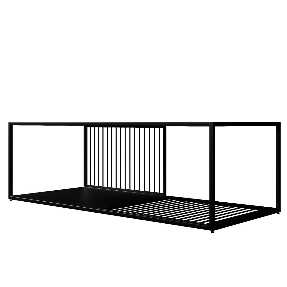 COUCHTISCH 110/48/35 cm schwarz mit marmorierter Oberfläche und Stauraum - Schwarz, Holzwerkstoff (110/48/35cm) - OKWISH