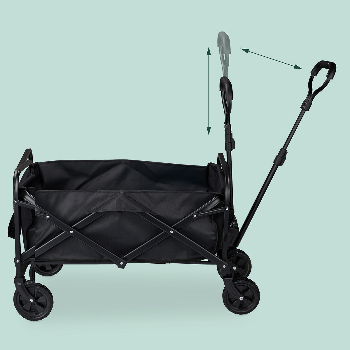 BOLLERWAGEN - Schwarz, Kunststoff/Textil (74/95/48cm) - Relaxdays