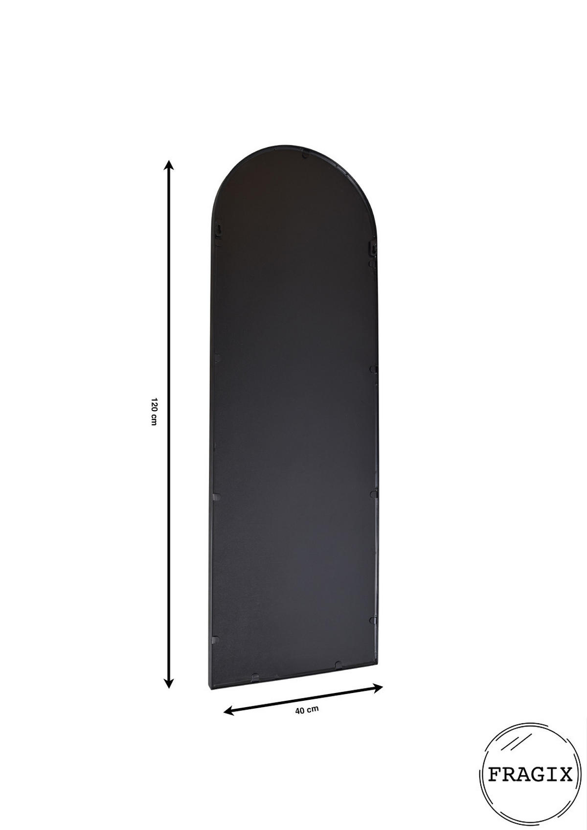 WANDSPIEGEL Ark Schwarz - Schwarz, Metall (40/120/4cm) - Fragix