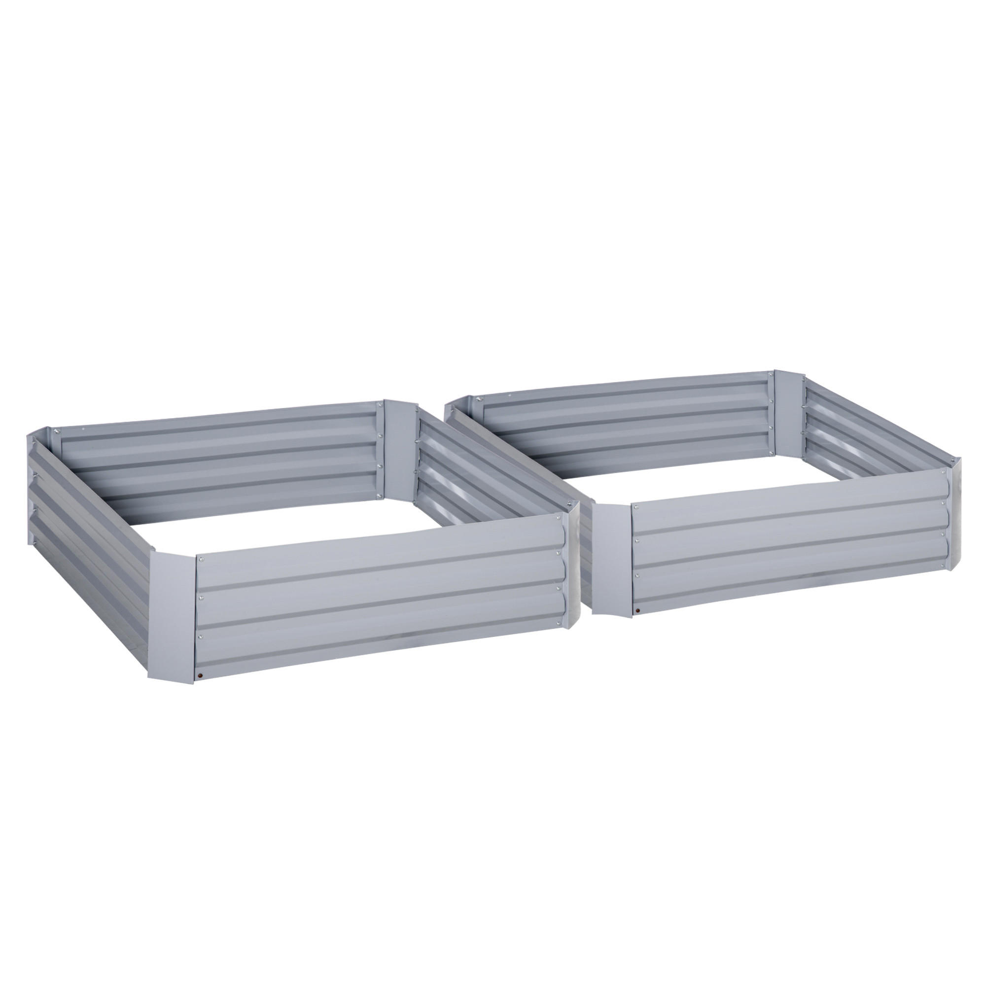 PFLANZENBEET-SET, Pflanzkübel, Blumenkübel für Garten, Terrasse, Verzinkter Stahl, Grau, 100 x 100 x 30 cm - Grau, Holz (100/30/100cm) - Outsunny