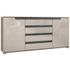 SIDEBOARD Sylt Sandgrau Hochglanz / Anthrazit matt - Sandfarben, Holzwerkstoff (166.5/75.5/35cm) - Vladon
