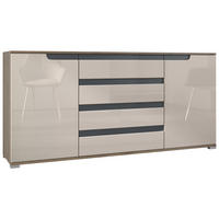 SIDEBOARD Sylt Sandgrau Hochglanz / Anthrazit matt - Sandfarben, Holzwerkstoff (166.5/75.5/35cm) - Vladon