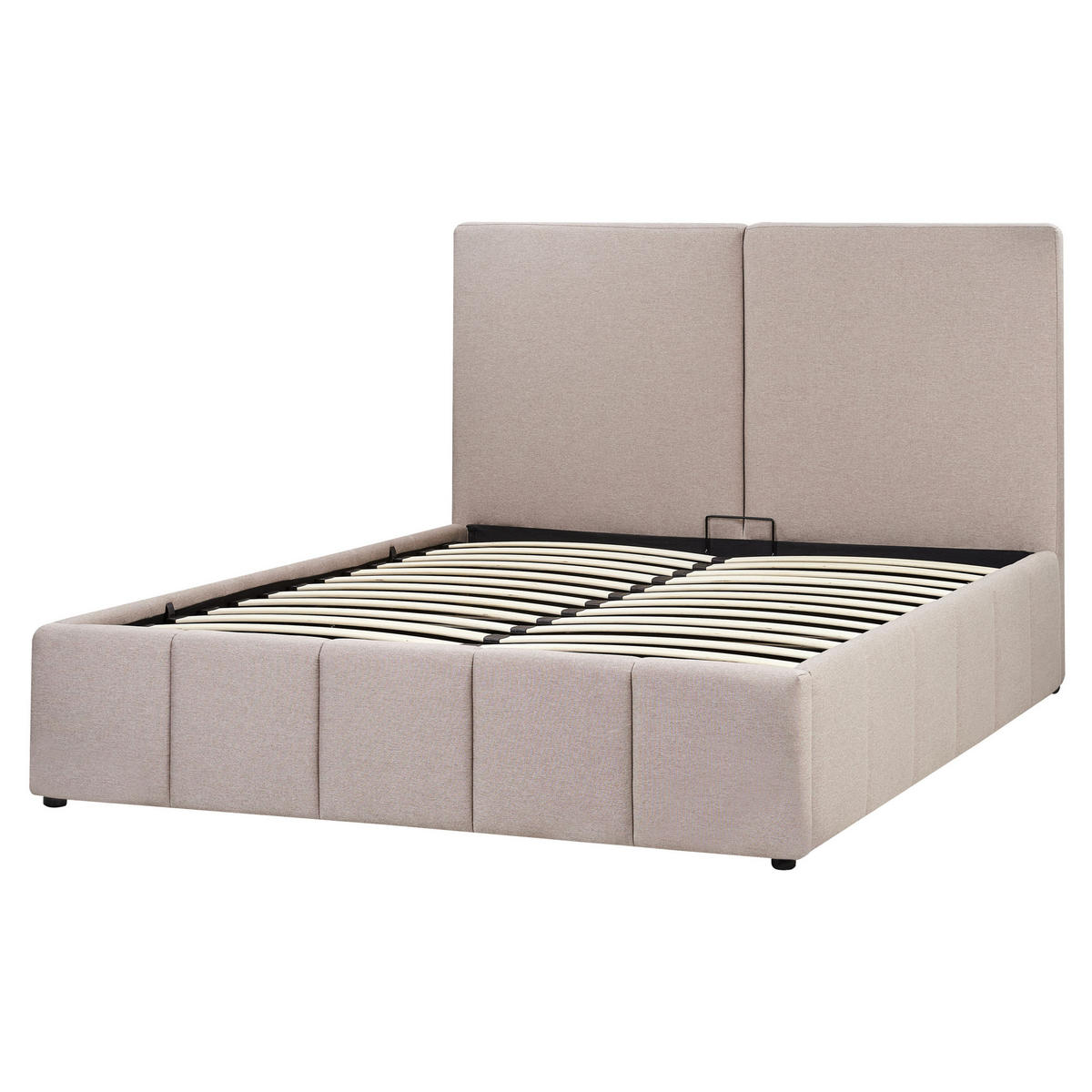 BETT mit Stauraum 160/200 cm Stoff Taupe Castelnavet - Taupe, Textil (160/200cm) - Beliani