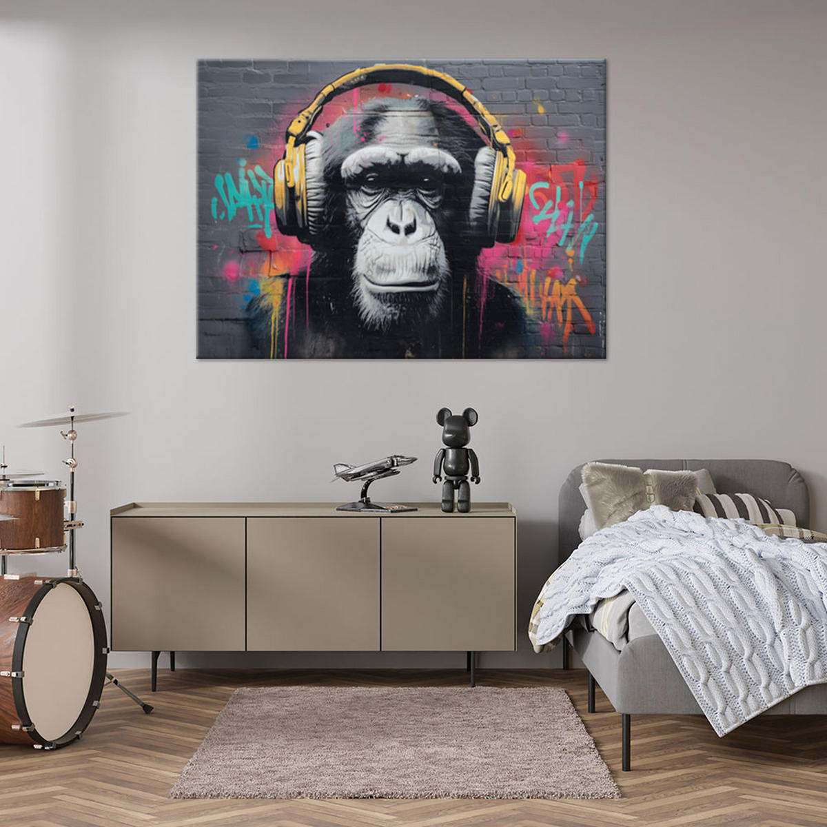 LEINWANDBILD Tiere 100x70cm - Grau, Textil (100/70cm) - Feeby