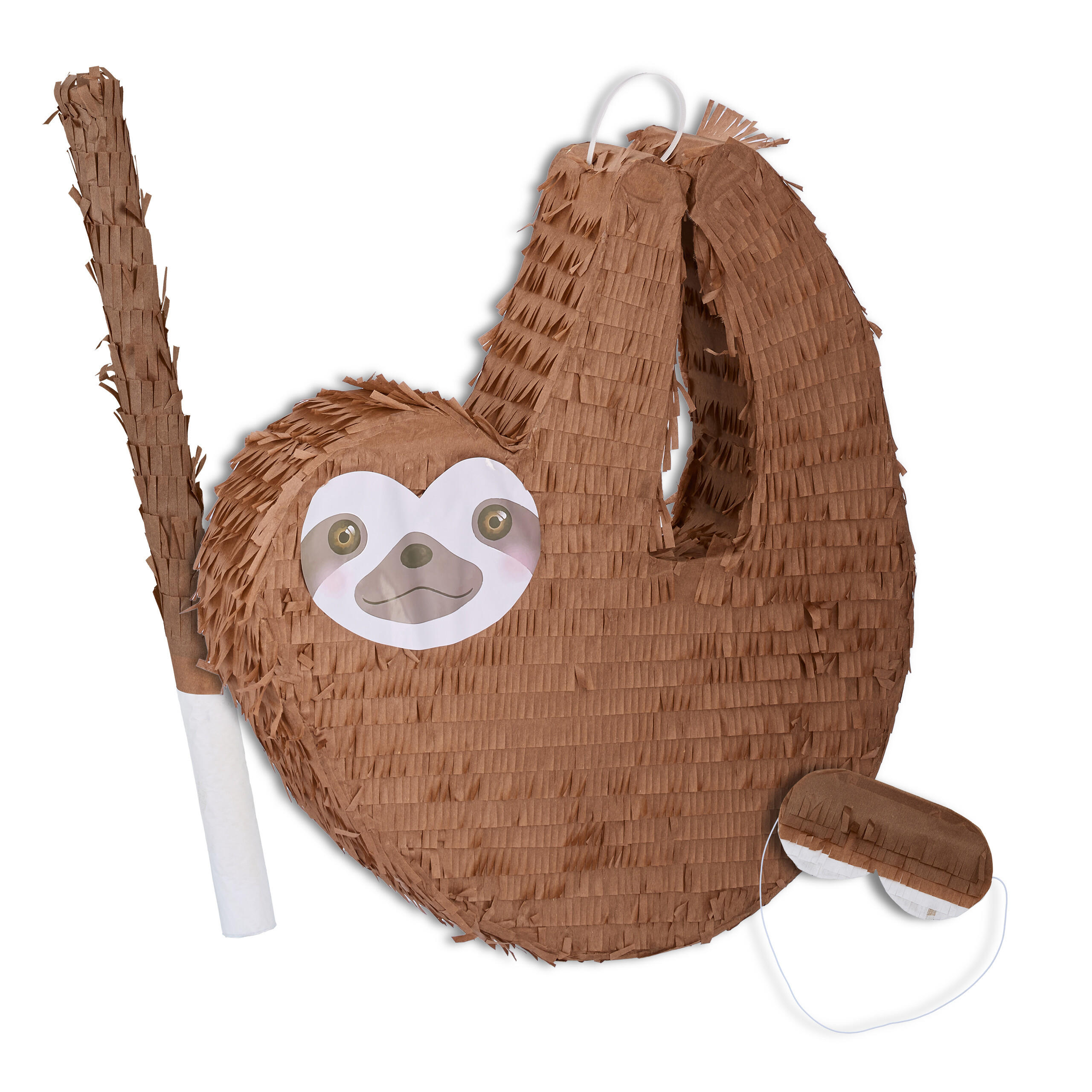 Relaxdays PIŇATA Hnědá 3dílná-sada s holí a maskou