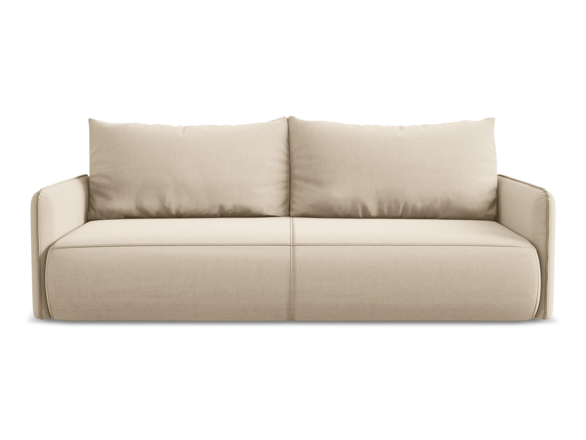 3-SITZER SOFA mit Schlaffunktion Samt Stoff Beige - Beige/Creme, Kunststoff/Textil (216/86/105cm) - Makamii