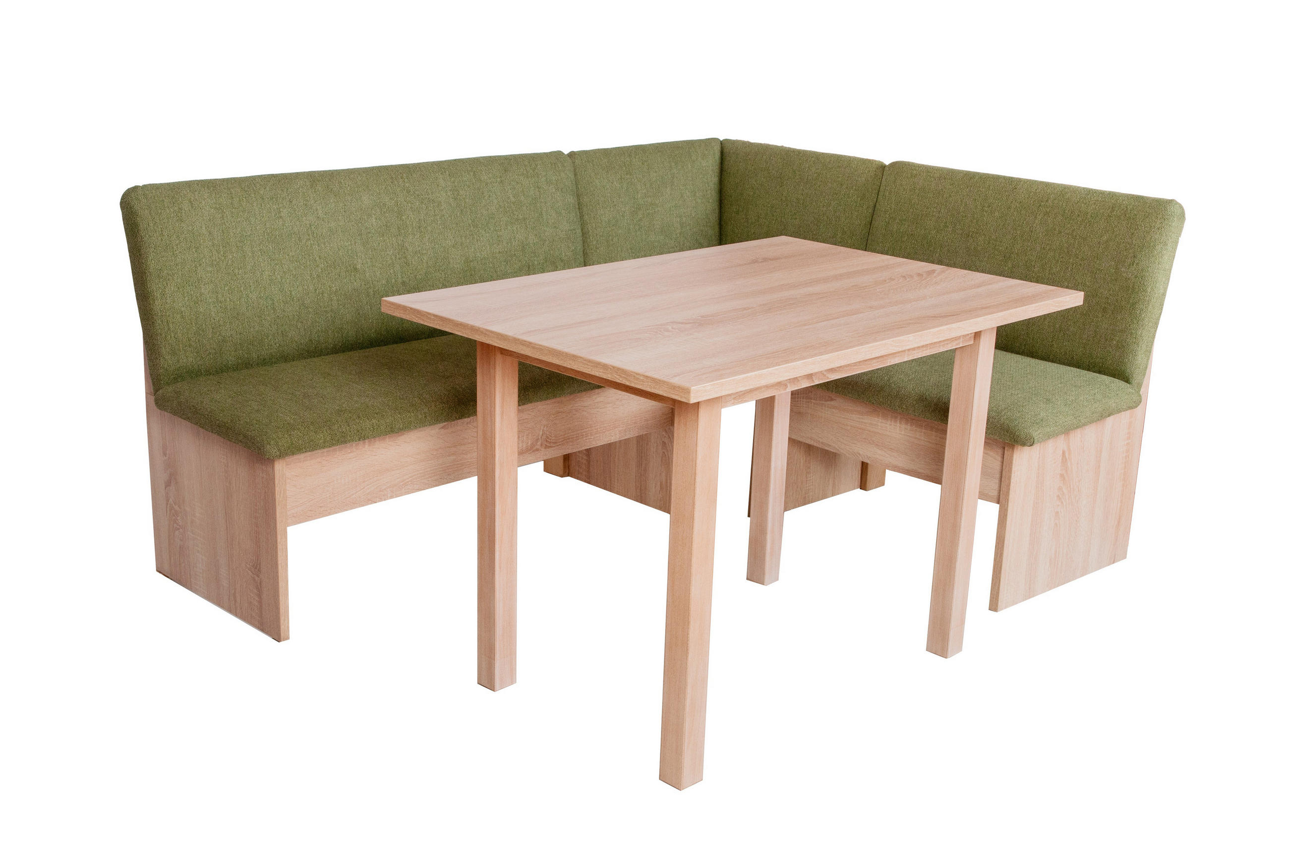 ECKBANKGRUPPE Die Vielseitige, Tisch II - Eichefarben/Grün, Holzwerkstoff/Buchenholz (145/86/185cm) - Kundler Home