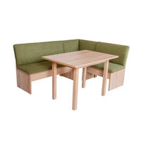 ECKBANKGRUPPE Die Vielseitige, Tisch II - Eichefarben/Grün, Holzwerkstoff/Buchenholz (145/86/185cm) - Kundler Home