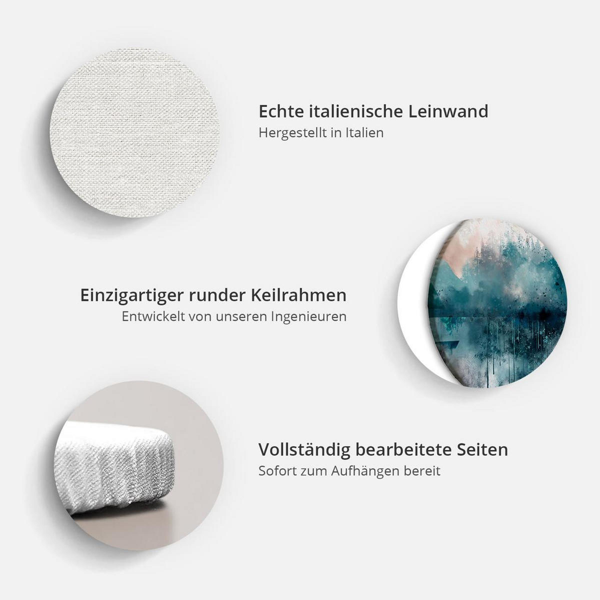 RUNDES BILD Braun 40/40 cm - Braun/Grün, Textil (40/40cm) - KUNSTLOFT