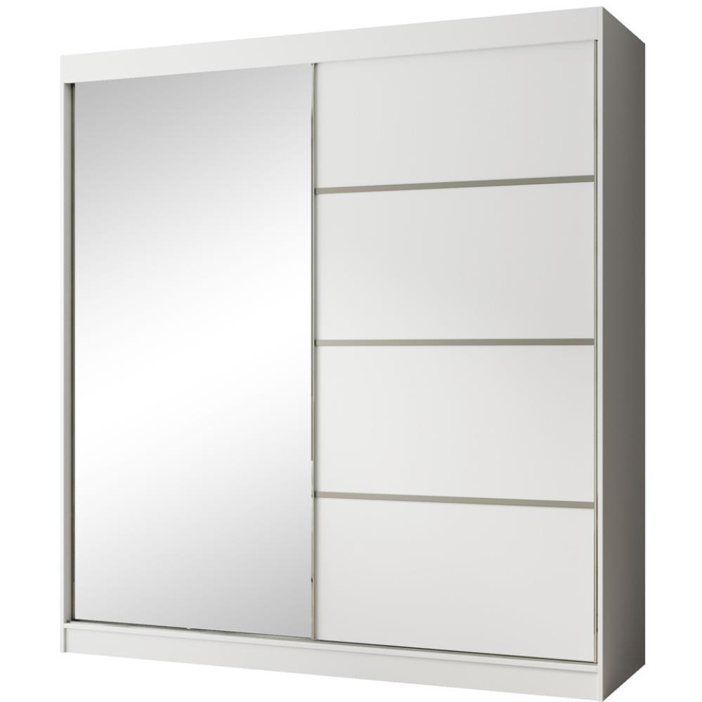 SCHWEBETÜRENSCHRANK Paco 200/215/61 2-türig weiß mit Spiegel - Weiß, Holzwerkstoff (200/215/61cm) - Beautysofa