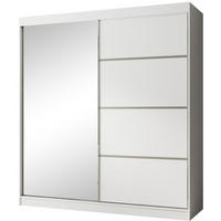 SCHWEBETÜRENSCHRANK Paco 200/215/61 2-türig weiß mit Spiegel - Weiß, Holzwerkstoff (200/215/61cm) - Beautysofa