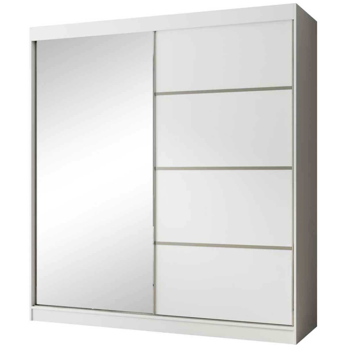 SCHWEBETÜRENSCHRANK Paco 200/215/61 2-türig weiß mit Spiegel - Weiß, Holzwerkstoff (200/215/61cm) - Beautysofa