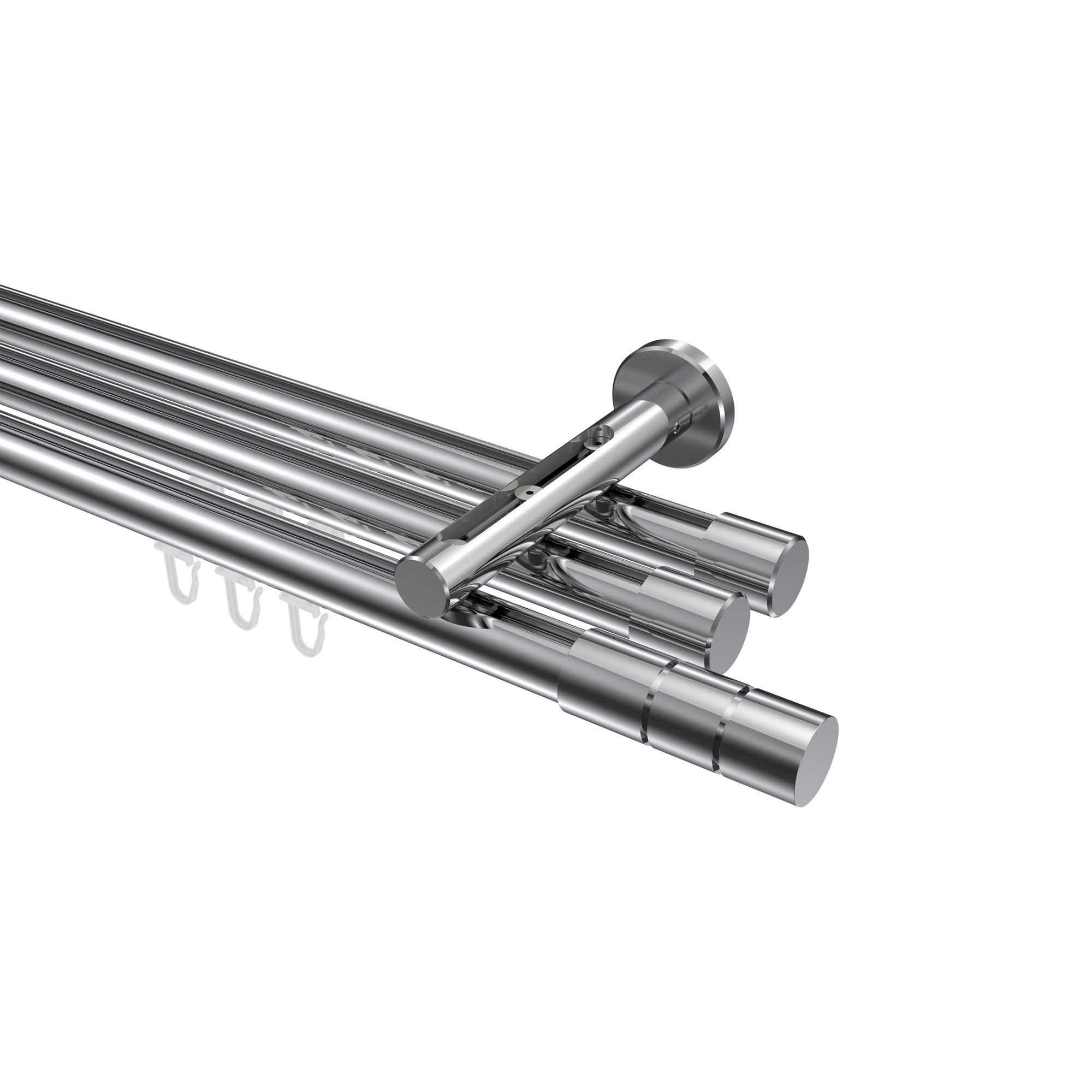 GARDINENSTANGE INNENLAUF Siteno Elanto 160 cm, 3-läufig, 20 mm Ø Chrom - Chromfarben, Metall (160cm) - INTERDECO