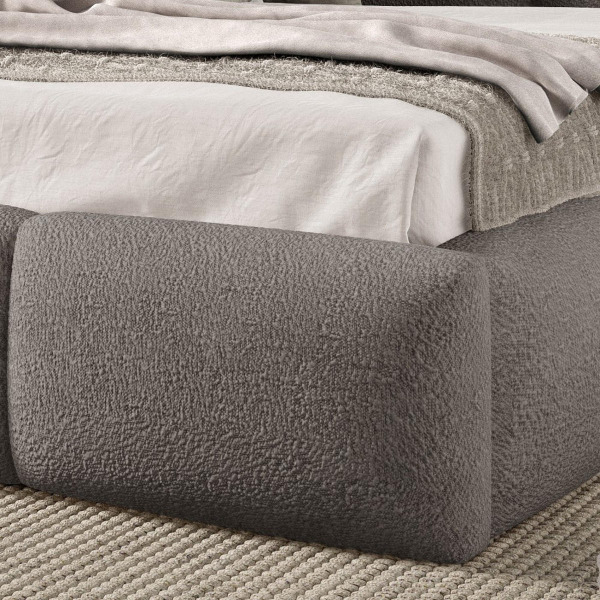 POLSTERBETT Bero, 120x200, Bouclé-Stoff, Grau - Grau, Textil (120/200cm) - Beautysofa