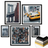 WANDBILDER 5er-Set - 50x50 cm & 20x30 cm & 40x60 cm Schwarzer Rahmen - Brückenstadt-Inschriften aus der Vogelperspektive - Schwarz, Kunststoff (40/60cm) - ArtPrintCave