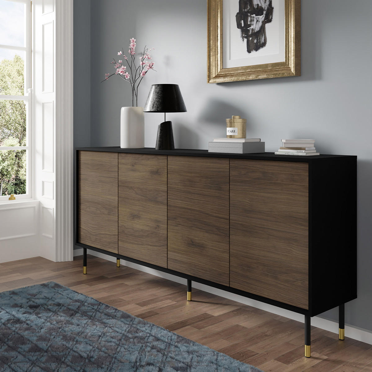 SIDEBOARD Rani Holz und Schwarz - Schwarz, Holzwerkstoff (180/60/40cm) - Petits-meubles