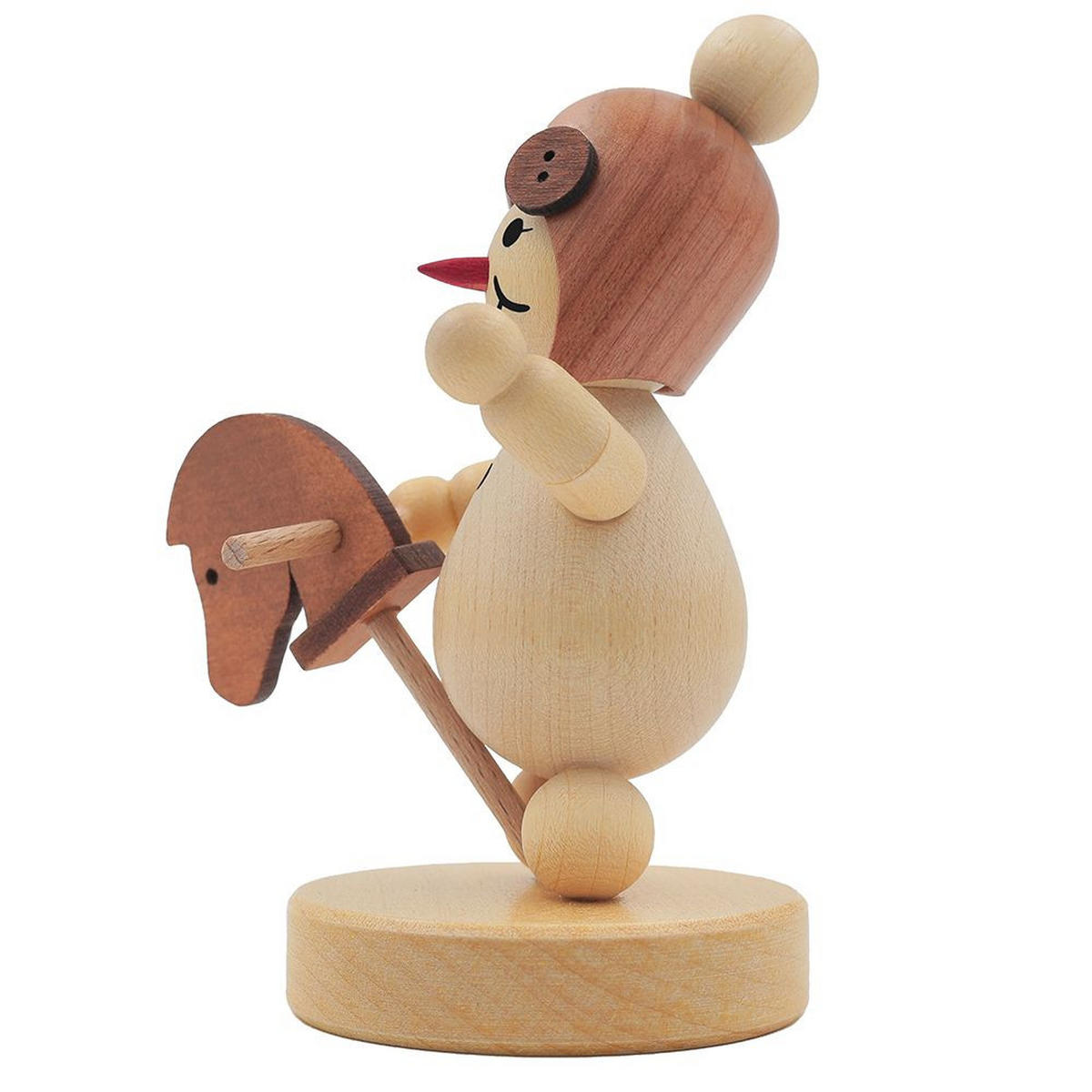 HOLZFIGUR Schneemädchen mit Steckenpferd auf Sockel 7 cm - Multicolor, Holz (5/1/0.1cm)