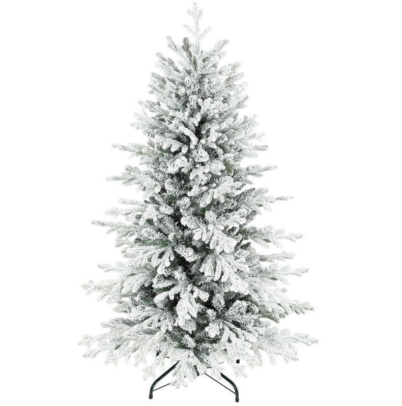 WEIHNACHTSBÄUME 93/93/150 cm weiß/grün aus Kunststoff mit Schneeoptik - Weiß, Kunststoff (150cm) - OKWISH