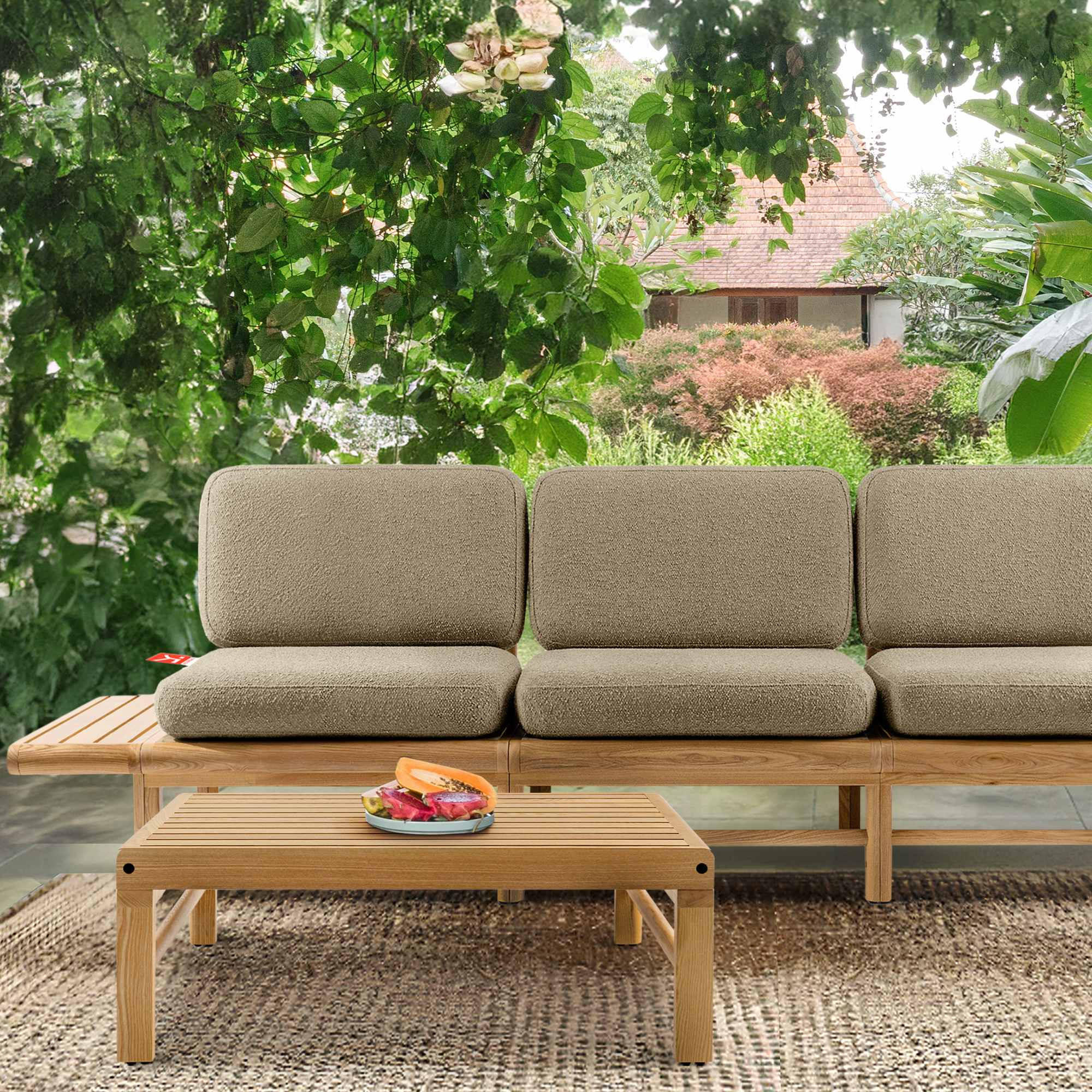 GARTENTISCH ATREDA - Eschefarben, Holz/Textil (80/70/30cm) - KONSIMO®
