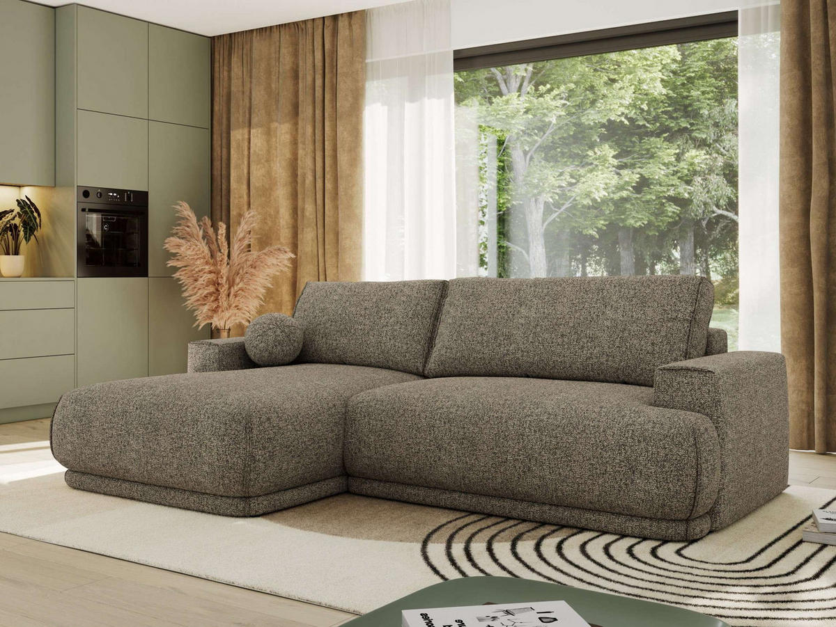 ECKSCHLAFSOFA RINA L Grau Strukture - links - Schwarz/Grau, Kunststoff/Textil (267/170cm) - MKS