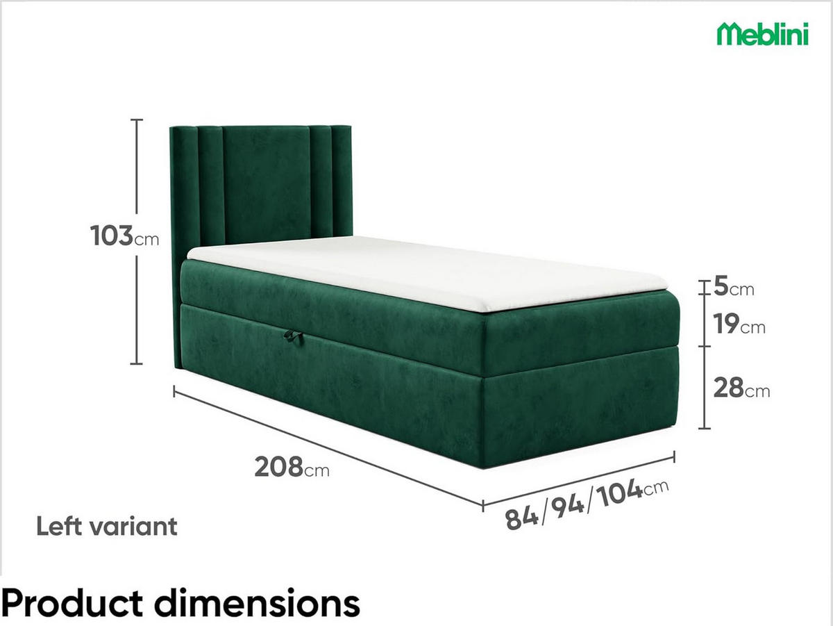 KINDERBETT CARDI - Grün, Holzwerkstoff (94/208cm) - Meblini