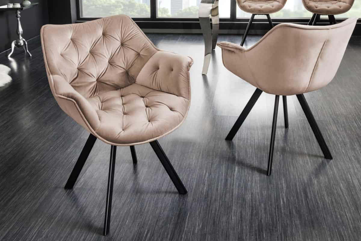 STUHL THE DUTCH COMFORT Samt Champagner 80 cm - Champagner/Beige, Textil/Metall (68/81/65cm) - riess-ambiente