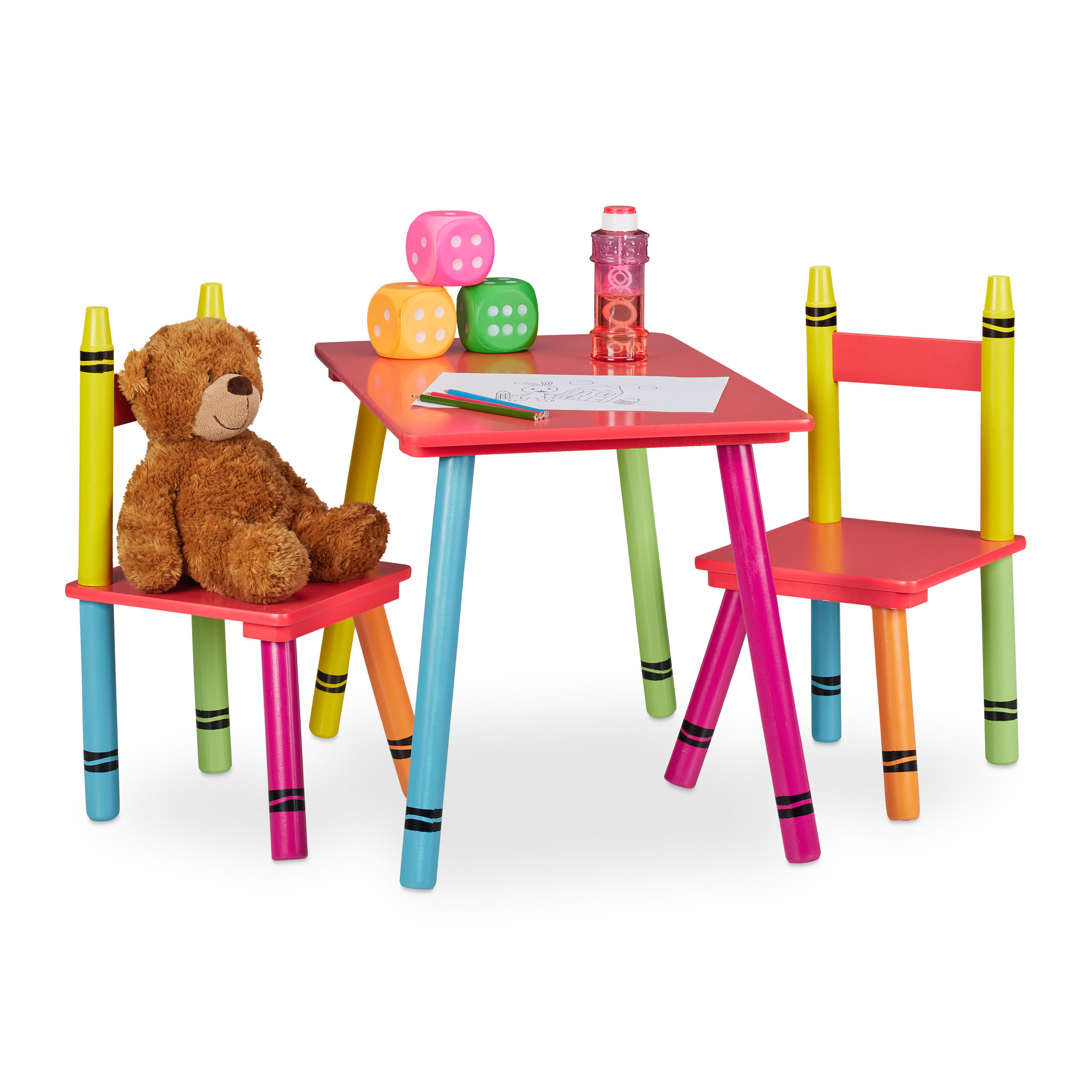 KINDERSITZGRUPPE - Rot, Holz/Holzwerkstoff (60/44.5/40cm) - Relaxdays
