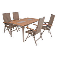 GARTEN-SITZGRUPPE Franz 5-teilig Gartenmöbel-Set - Grau, Kunststoff - DELUKE