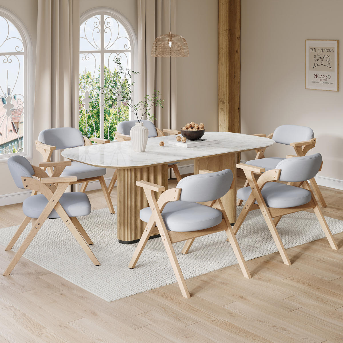 ESSZIMMERSTUHL 2 Klappbar Massivholz Leinen Grau Modern - Grau, Holz (64.5/76/66.5cm) - FLIEKS