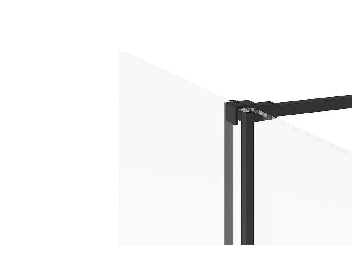 DUSCHTRENNWAND Seitenwand Schiebetür italienische Dusche - 120 x 200 cm - Metall - YOREM - Schwarz, Metall (120/200cm) - Vente-Unique