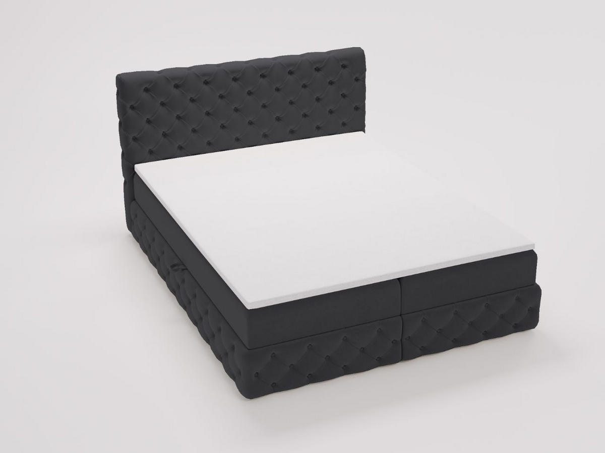 BOXBETT Canolo 140x200 Schwarz - Schwarz, Holz/Textil (140/200cm) - Graingold