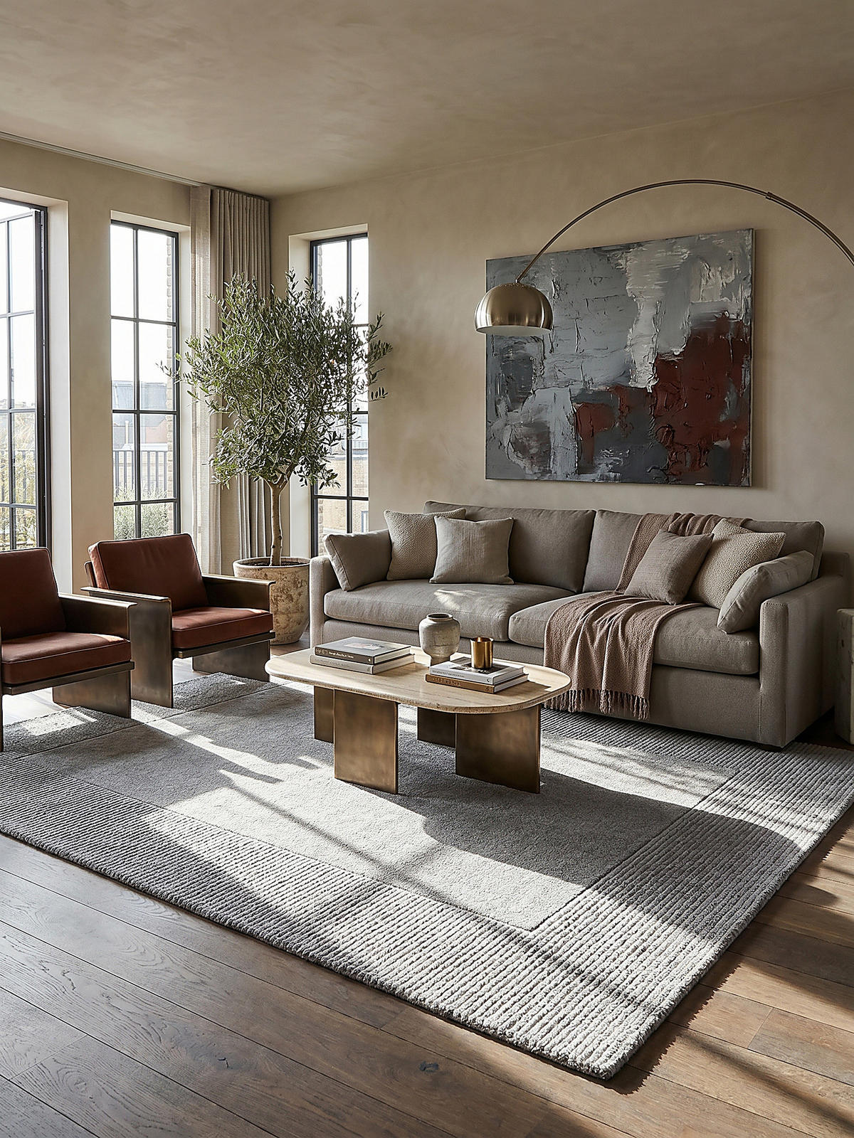WOLLTEPPICH Uni-Design, mit Randdetails, handgewebt MOLE, Grau 120x170 cm - Grau, Textil (170/120cm) - KADIMA DESIGN