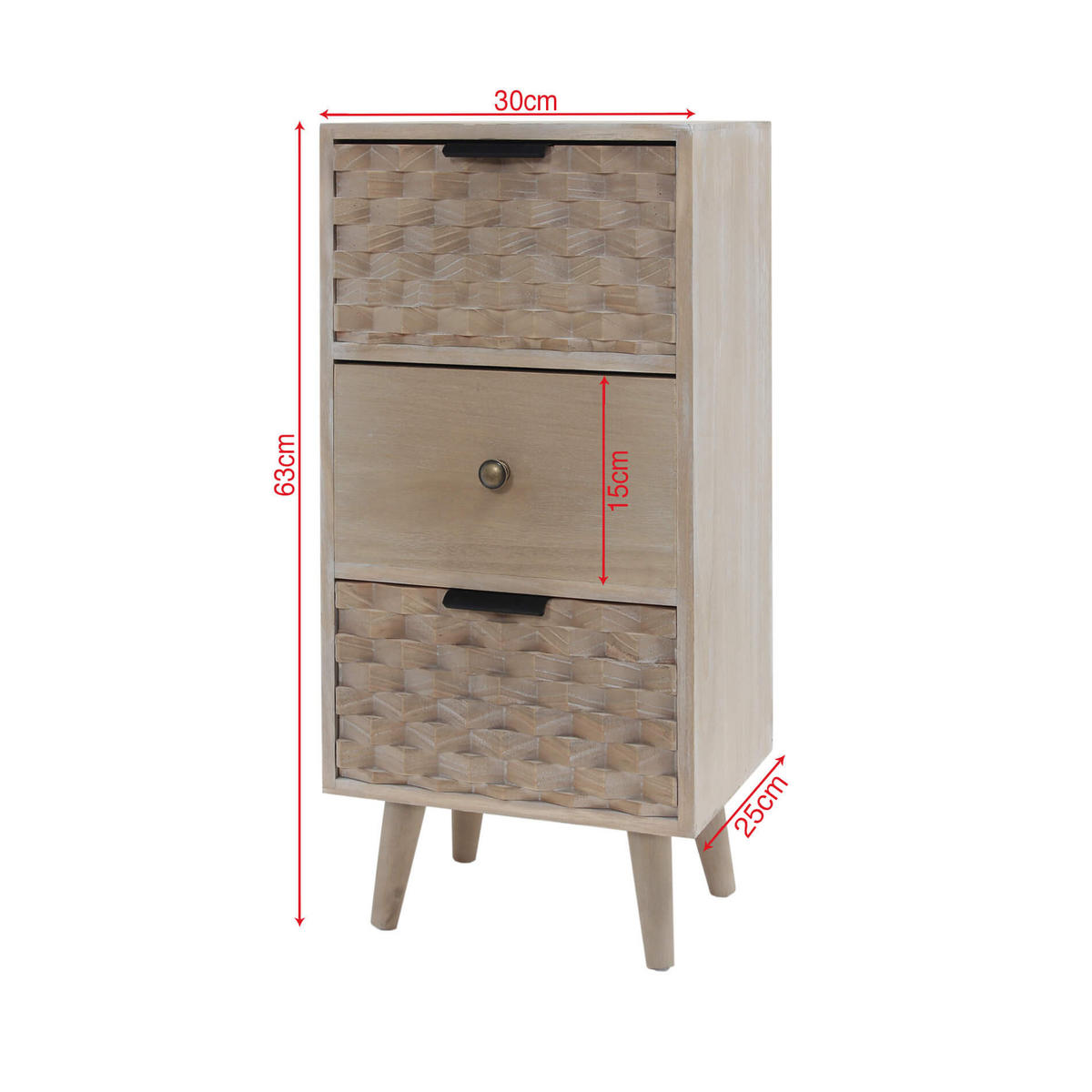 NACHTTISCH Braun 25/30/63 cm - Braun, Holz (25/63/30cm) - Mobili Rebecca