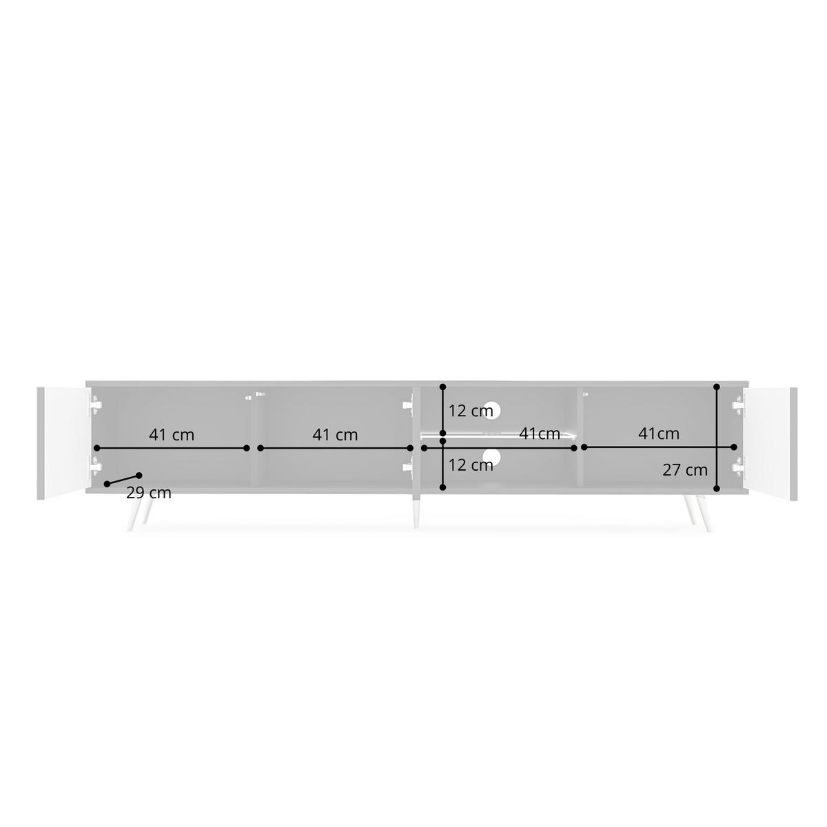 TV-SCHRANK Bello Weiß Gold 175 cm - Weiß, Holzwerkstoff (175/43.5/31.3cm) - Selsey