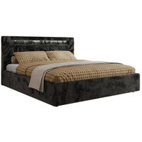 POLSTERBETT GOLD 5 CLASSIC 140/200 - Dunkelgrau Plüsch - Schaum-Matratze - Dunkelgrau, Textil (140/200cm) - MKS