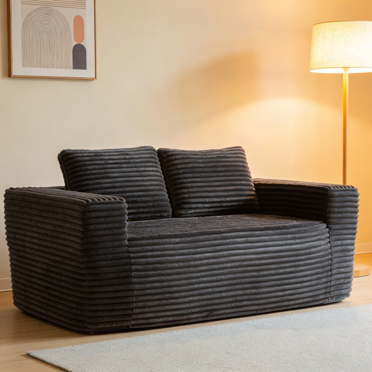 2-SITZER SOFA Cord Grau - Grau, Textil (160/58/88cm) - WISHDOR