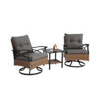 GARTENMÖBEL 64x58x82cm grau aus Stahl und PE-Rattan, mit Drehfunktion - Grau, Metall - Modfu