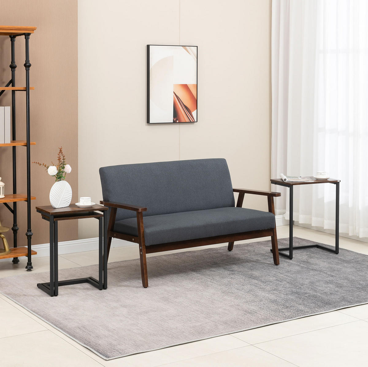 SATZTISCHE 45/30/60 cm im 3er-Set, verschachtelbar mit Holzplatte und Stahlgestell, Braun - Braun, Holzwerkstoff (30/45/60cm) - Redom