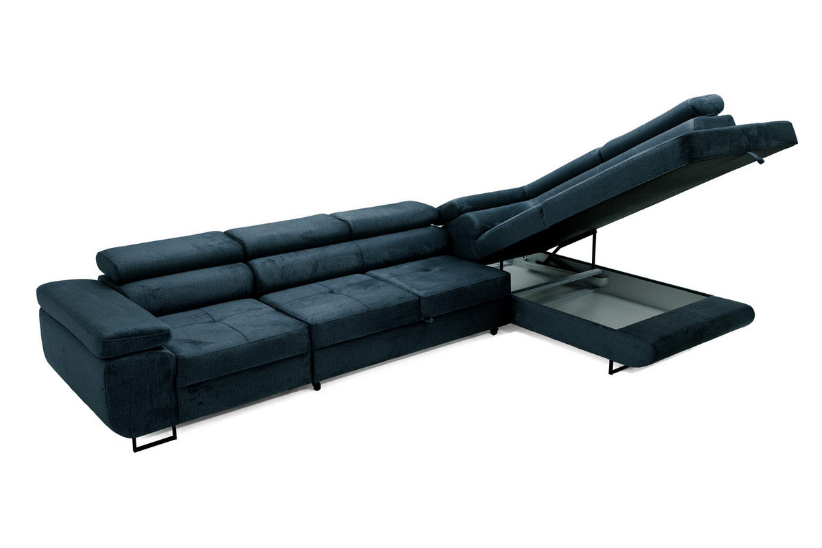 ECKSOFA WILD MAXI Rechts Marine - Dunkelblau, Holz (203/350cm) - Muffo