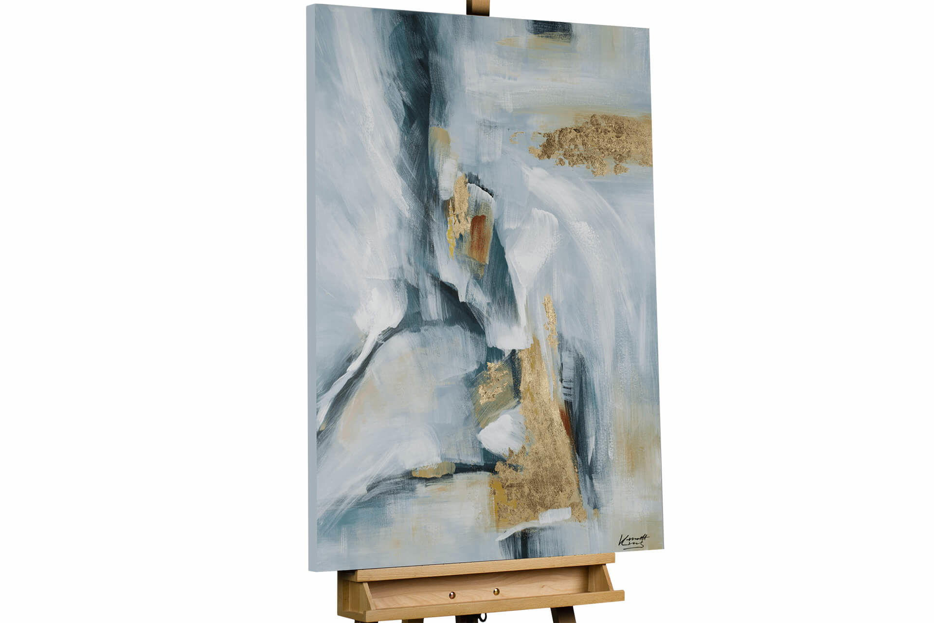 ACRYLBILD HANDGEMALT 75/100 cm - Blau, Holz/Textil (1.8/100cm) - KUNSTLOFT