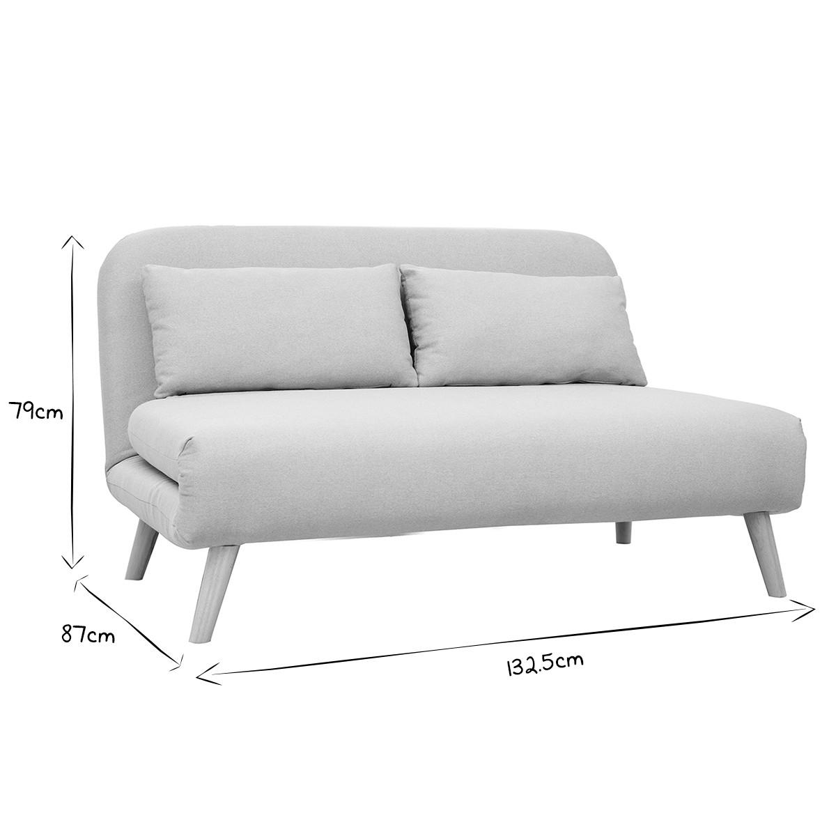 SOFA Umwandelbar 2-Sitzer Hellgrau Gewebe AMIKO - Hellgrau, Textil (87/79/132.5cm) - Miliboo