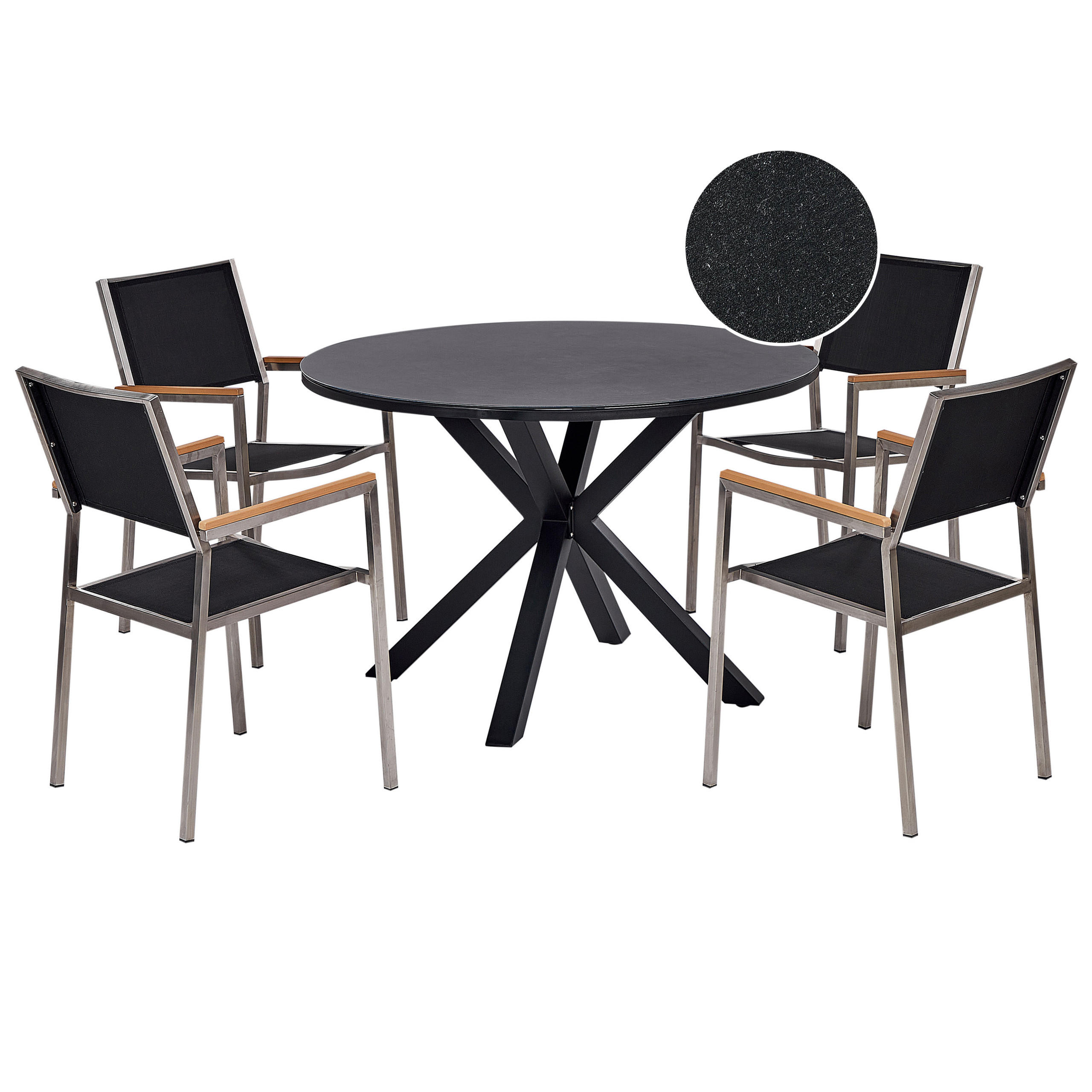 GARTENMÖBEL-SET 4-Sitzer Schwarz Maletto/Grosseto - Silberfarben/Schwarz, Metall - Beliani