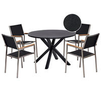 GARTENMÖBEL-SET 4-Sitzer Schwarz Maletto/Grosseto - Silberfarben/Schwarz, Metall - Beliani