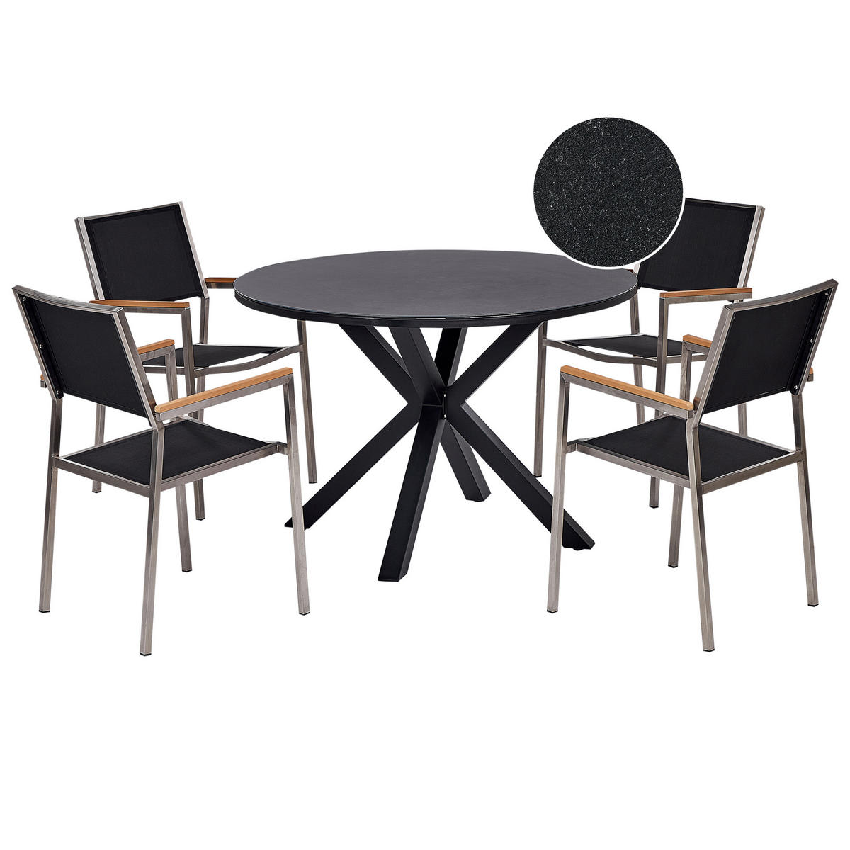 GARTENMÖBEL-SET 4-Sitzer Schwarz Maletto/Grosseto - Silberfarben/Schwarz, Metall - Beliani